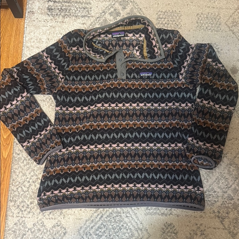 Patagonia Patterned Pullover Sweater - Black, Brown, Gray